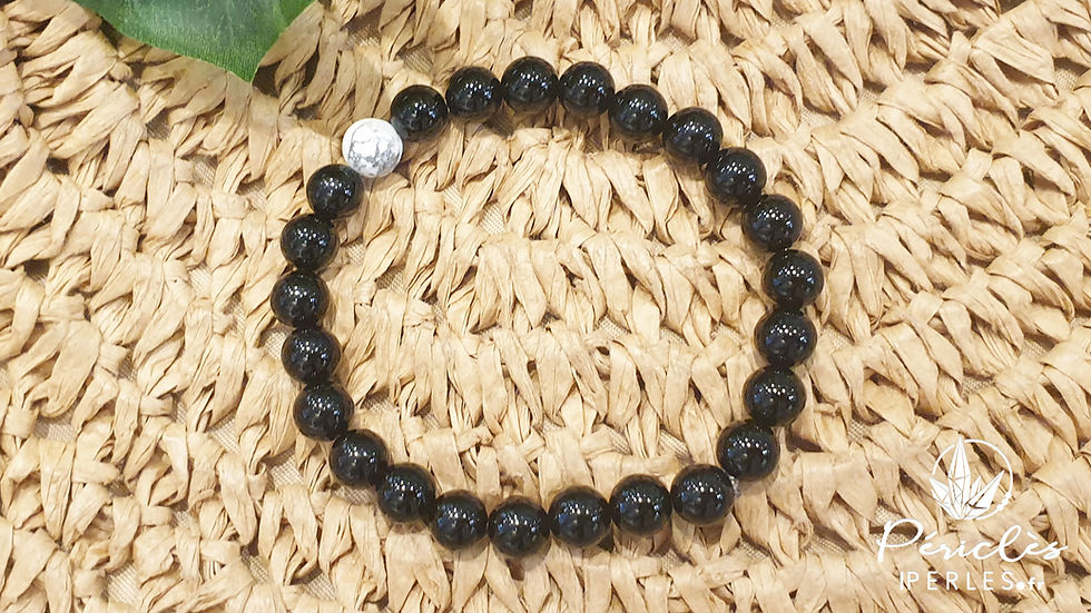 Miniature : Bracelets Harmonie Onyx et Magnésite • 8 mm - perles rondes