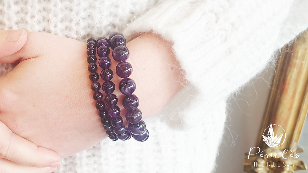 Miniature : Bracelet Améthyste qualité A • 8 mm - perles rondes