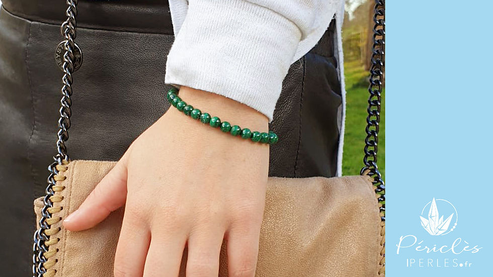 Miniature : Bracelet Malachite qualité A+ • 6 mm - perles rondes
