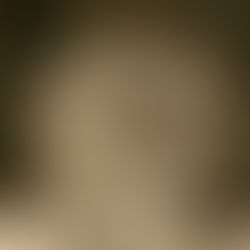 A human-sized carved skull made of clear crystal, with indentations for both eyes and a nose, is displayed vertically in a museum case. The teeth have been carved as an outline, and the jaw and skullcap are shaped to match human features.