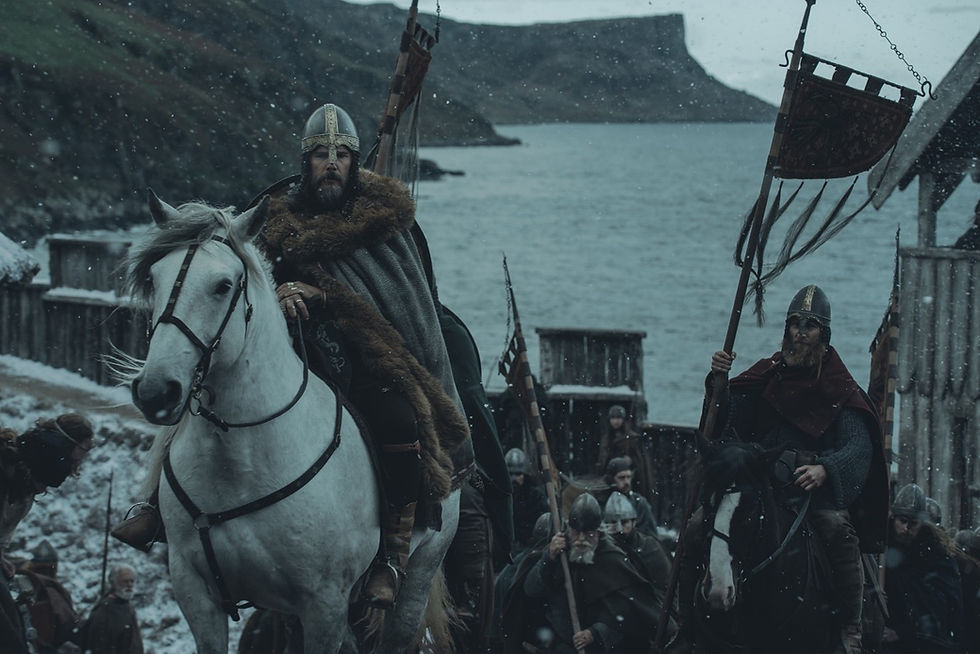 A scene from the Northman - the King rides home