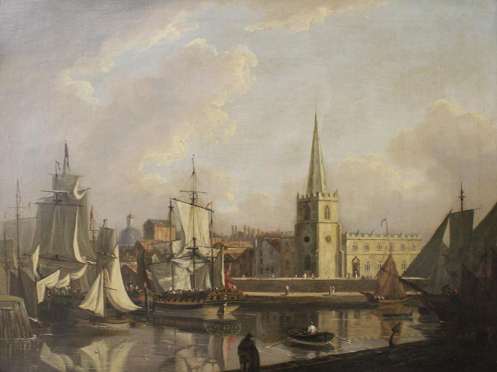 A cityscape of the Liverpool as they were in the eighteenth century docks in oil paint