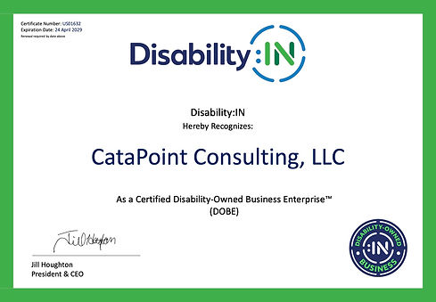 Certified Disability-Owned Business Enterprise™ (DOBE) Certificate for CataPoint Consulting, LLC