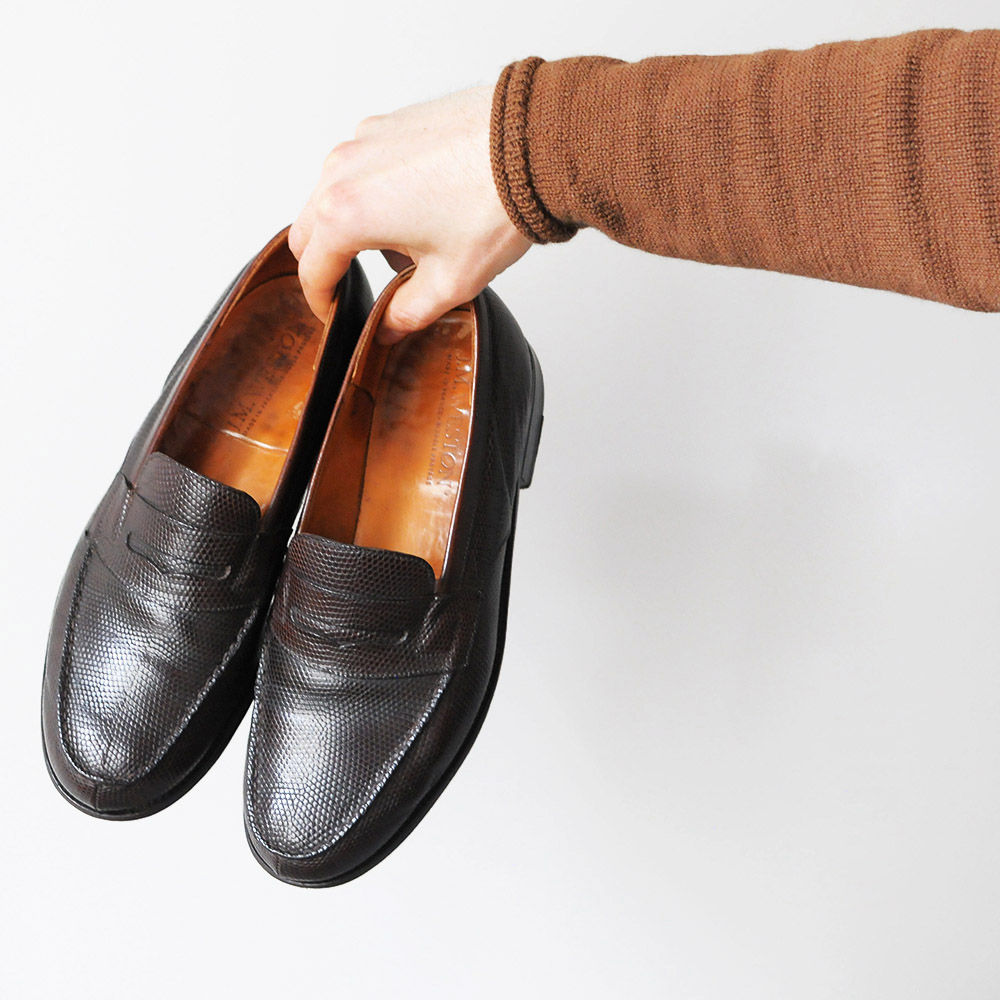 Mocassin J.M. Weston 180 lézard marron contrefort