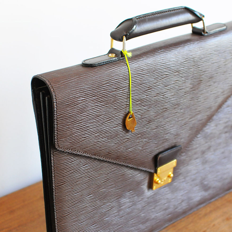 Miniature : Serviette en cuir épi avec cadenas et clé