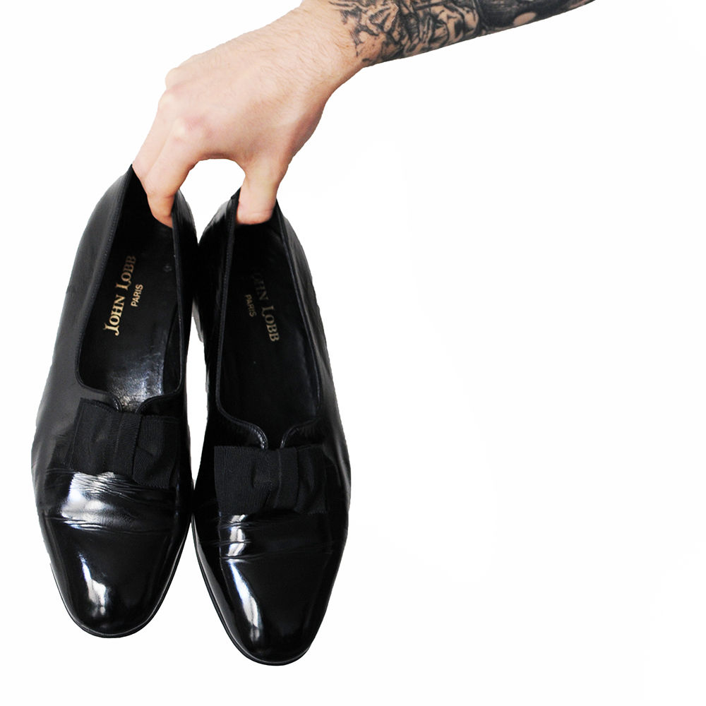 Opera pump John Lobb noir cuir vernis