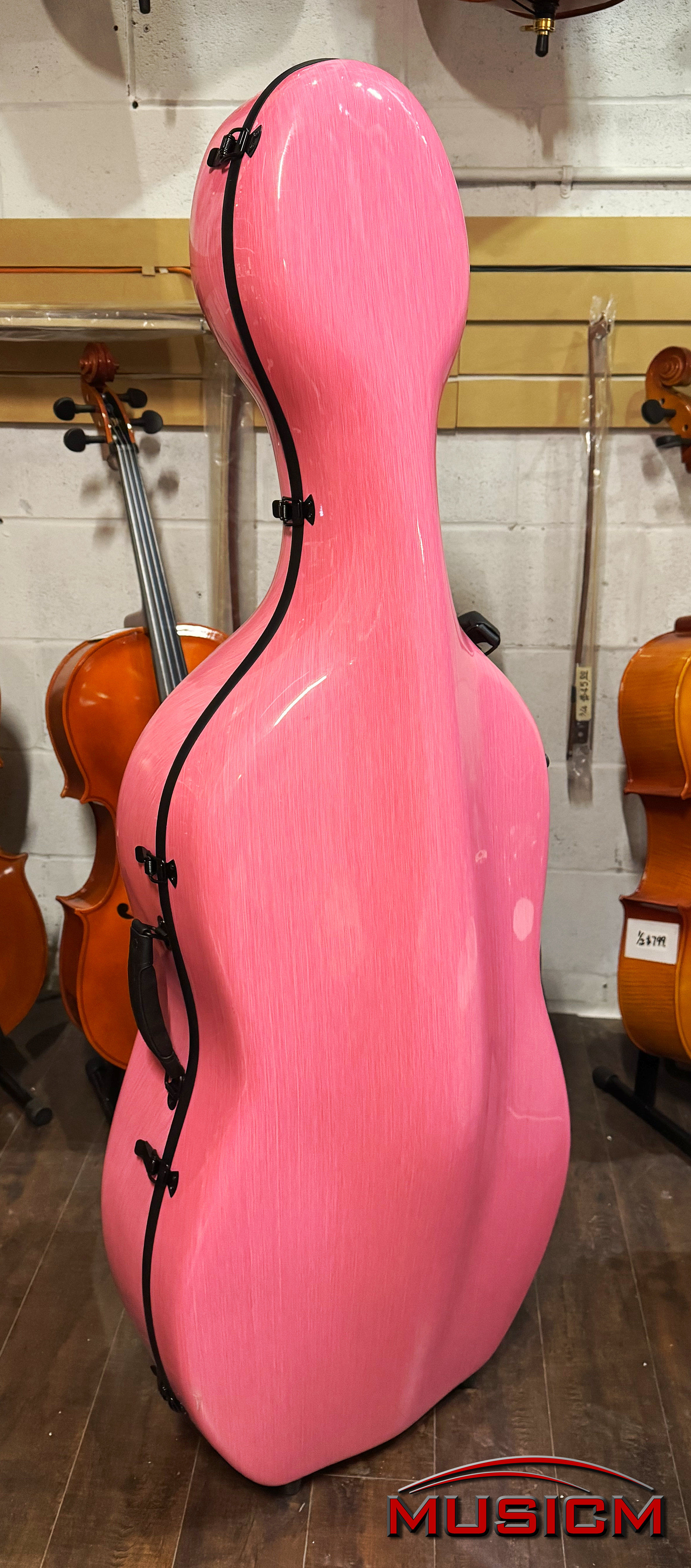Carbon Fiber Cello Hard Case 4/4 Full Size Pink Glossy Finish