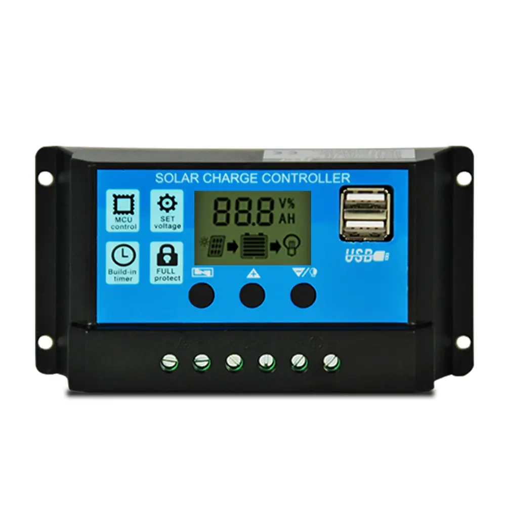 CONTROLADOR DE CARGA SOLAR 30AMP 2USB 12V/24V  390W(12V)   780W(24V)