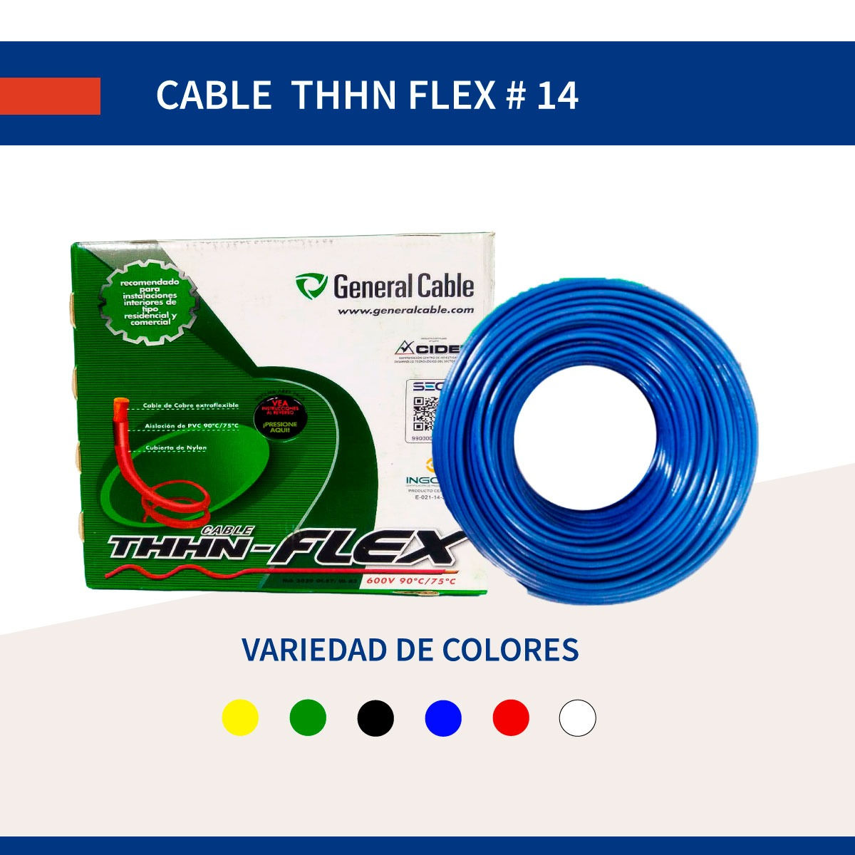 CABLE (20486357) CABLEC FLEXIBLE 14 AMARILLO THWHN (P2 ROLLO) - METRO