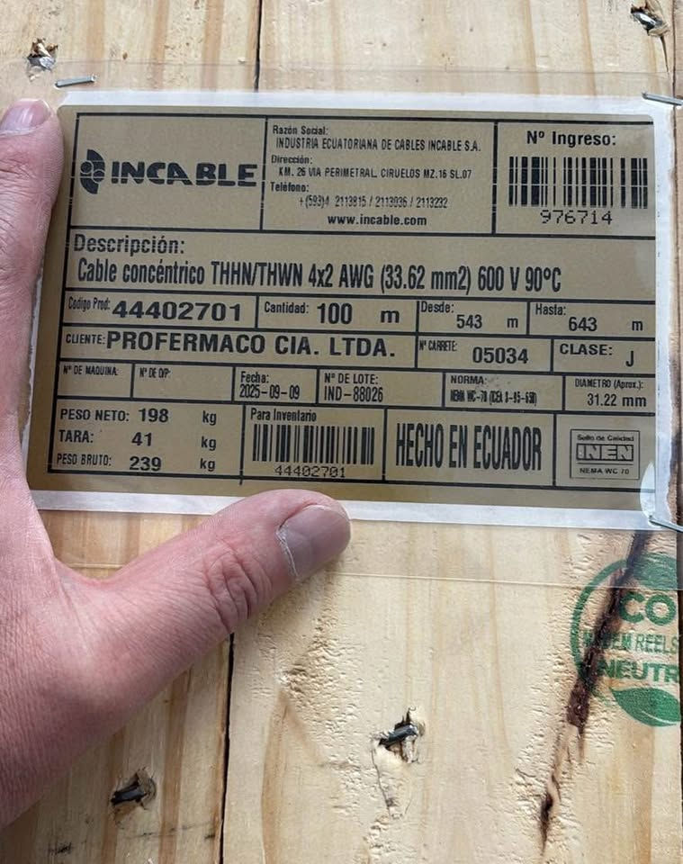 Miniatura: CABLE CONCENTRICO 4X2AWG COBRE (P2 100MT)