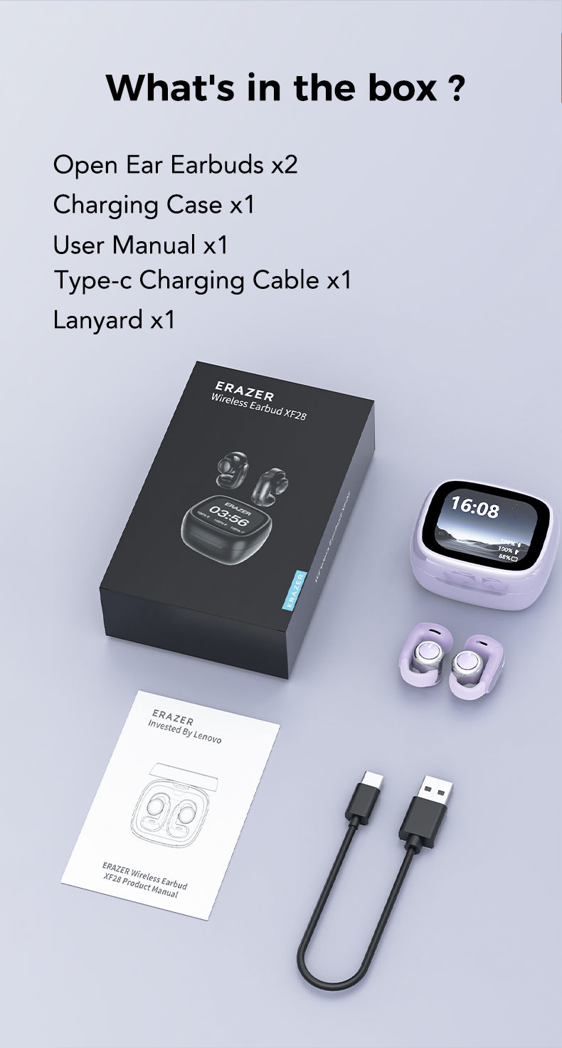 Thumbnail: ERAZER XF28 Ear Clips AI Translator Earphones Bluetooth V6.0 Comfortable Stable 