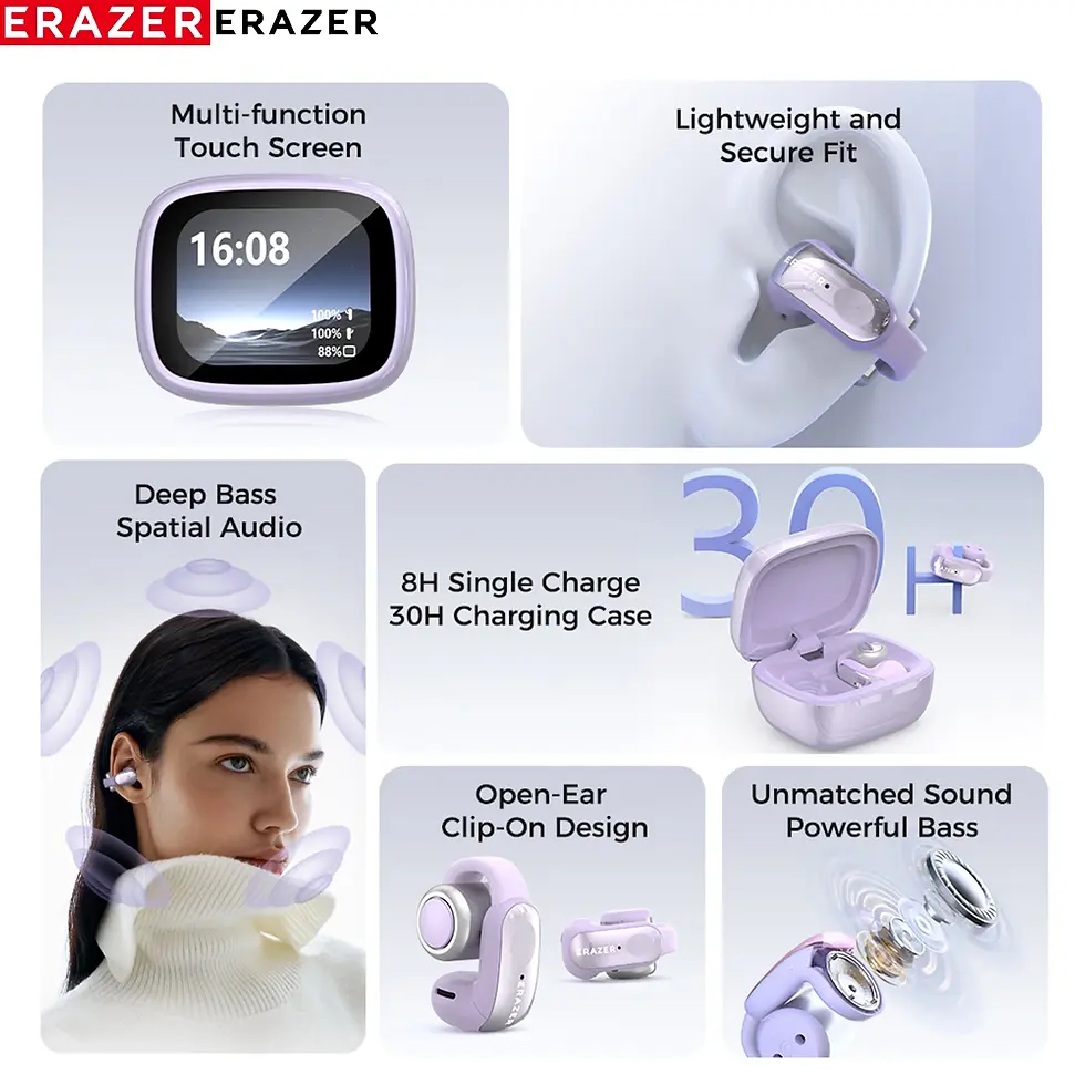 Thumbnail: ERAZER XF28 Ear Clips AI Translator Earphones Bluetooth V6.0 Comfortable Stable 