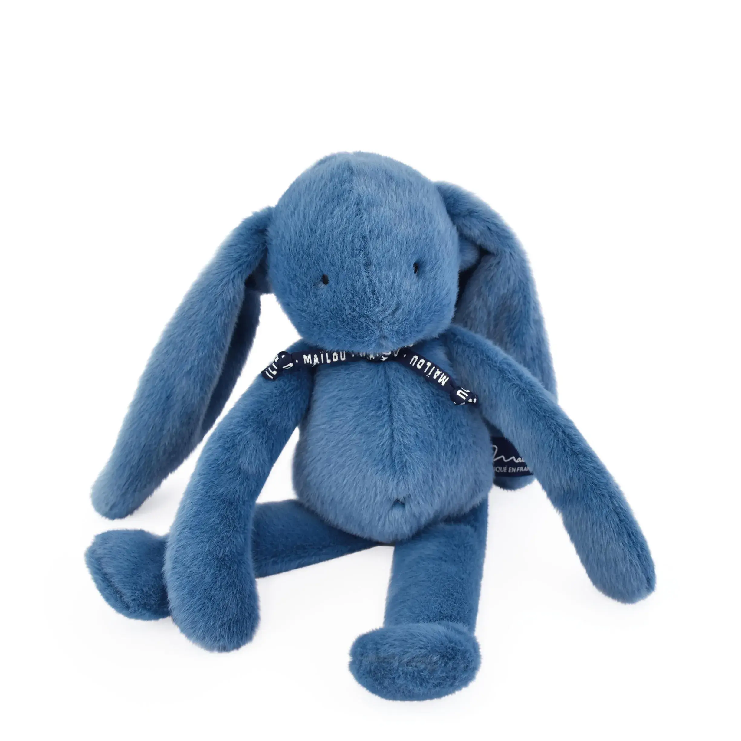 de Peluche Méloé Lapin bleu intense 37 cm - Mailou - Artisanale, cousue main