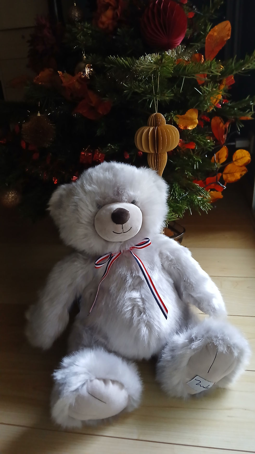 Peluche Ours Mailou 50 cm - Couleur gris perle - Fabriqué en France