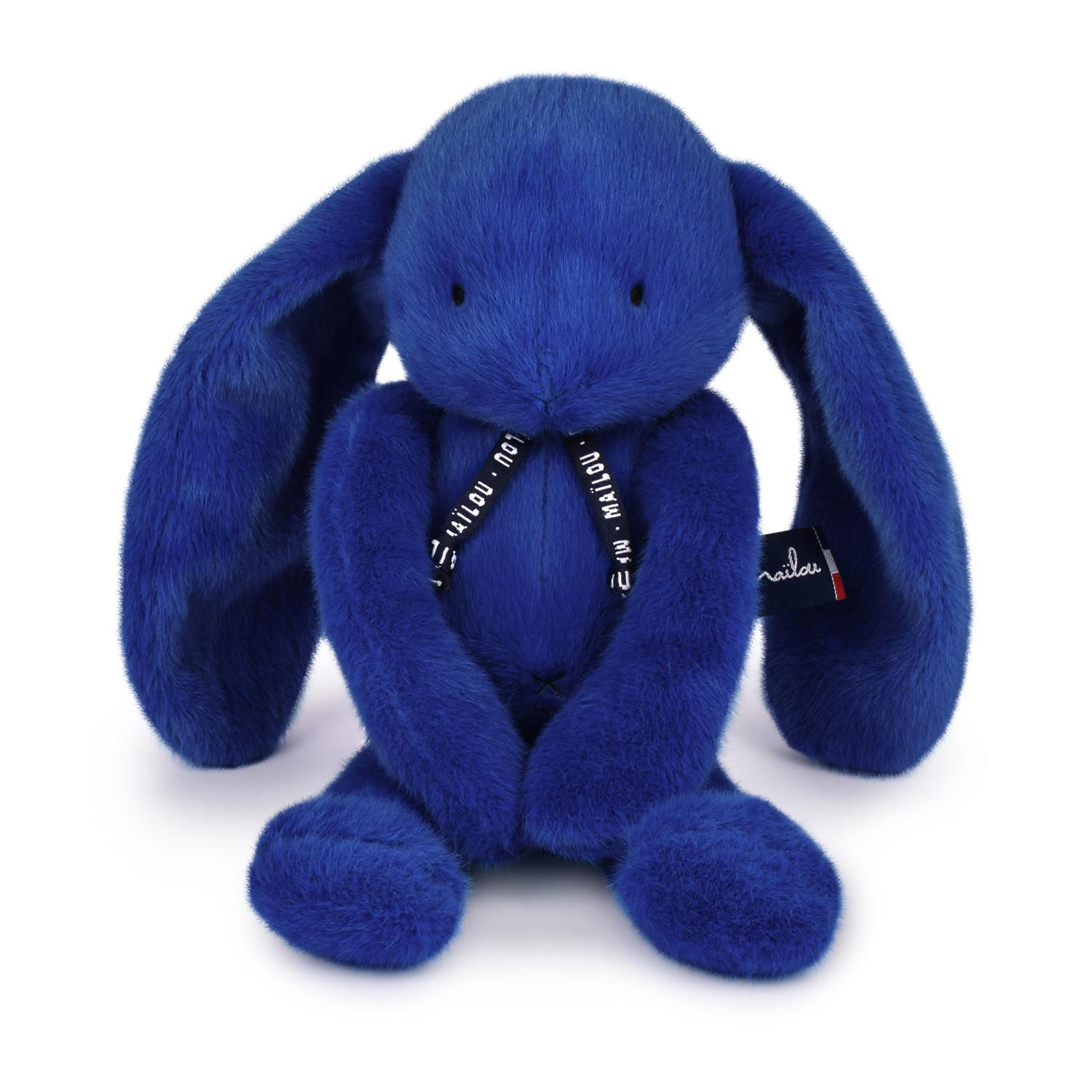 Peluche lapin bleu électrique de 37 cm - Mailou - Artisanale, cousue main