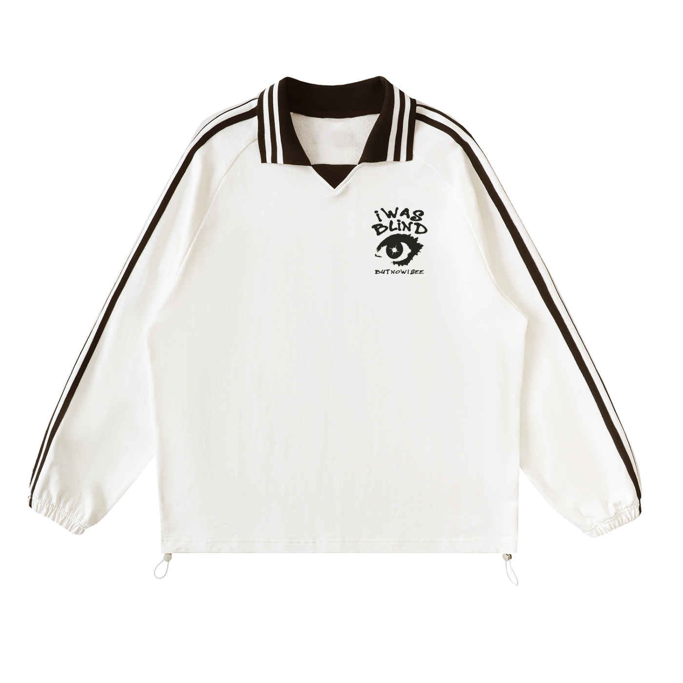 HOPE. Contrast Striped Lapel Collar Sweatshirt