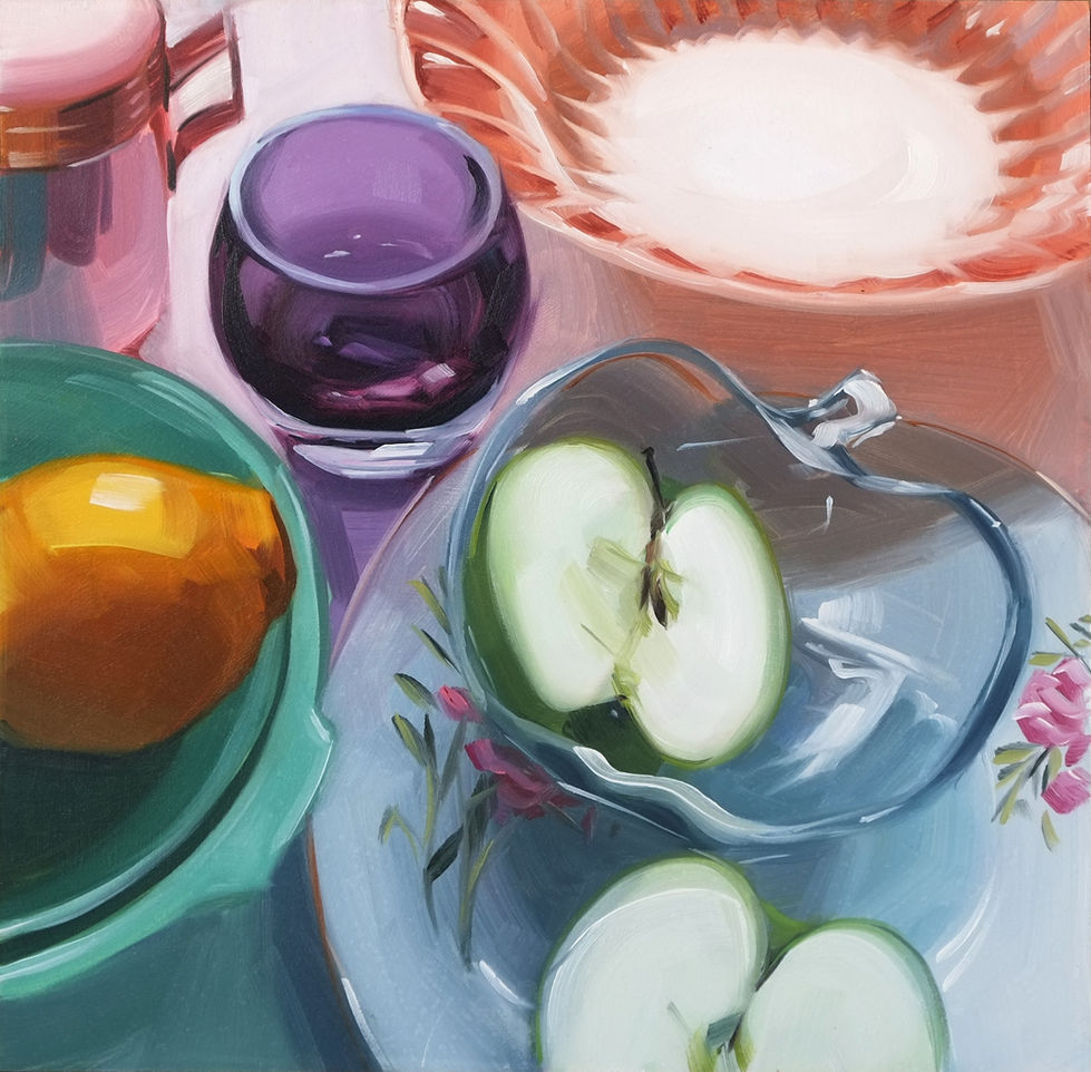 Green apple in bowl