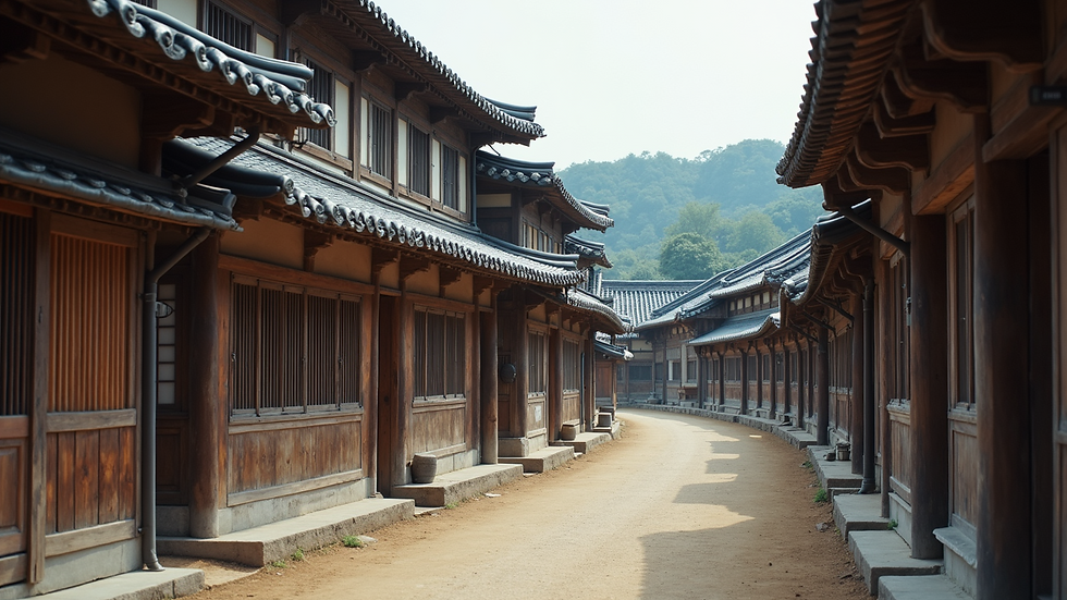 Eye-level view of traditional hanok buildings in Jeonju