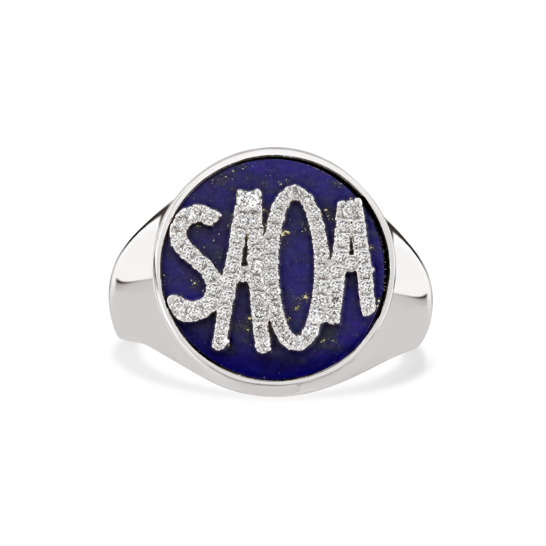 Lapis and Diamond Signet Ring