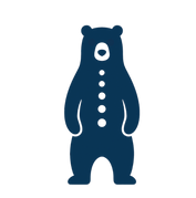 Dark blue bear silhouette on black background, simple and modern design.