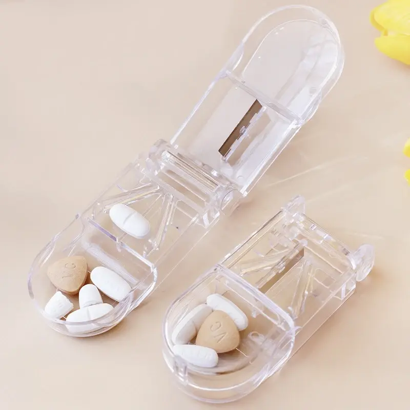 Thumbnail: Pill Cutter With Invisible Storage Box Portable 2 in 1 Mini Drug Tablet Medicine