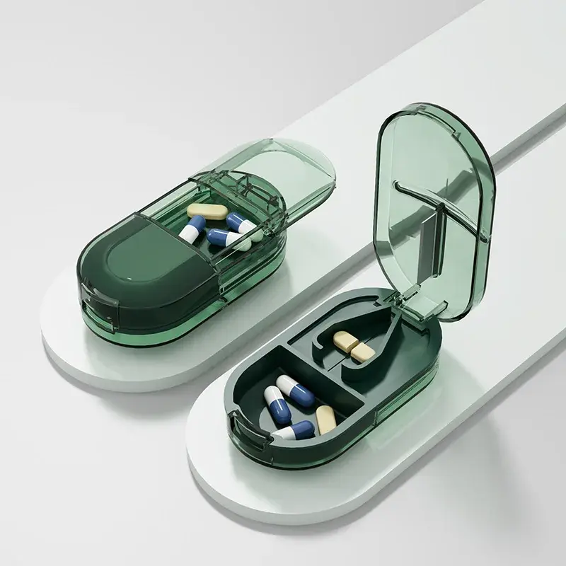 Thumbnail: Pill Cutter With Invisible Storage Box Portable 2 in 1 Mini Drug Tablet Medicine