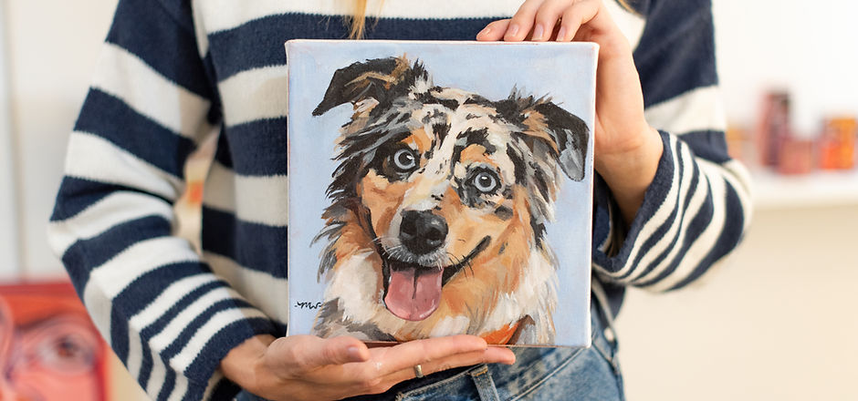 Australian Shepherd portrait painting.