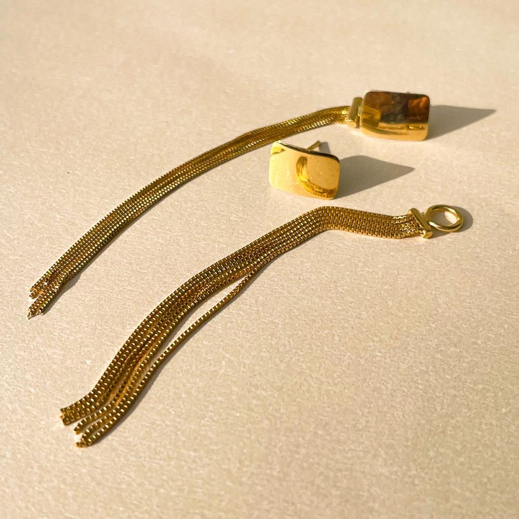 Brincos de Ouro Base + Franja