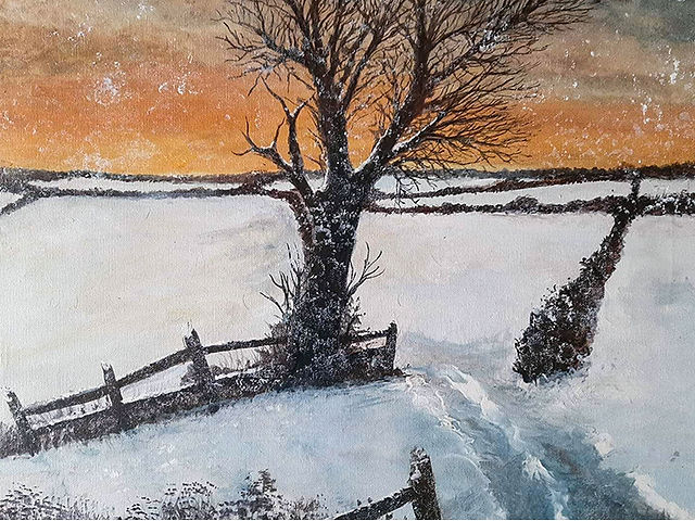 Snowy tree painting by Mark Noble