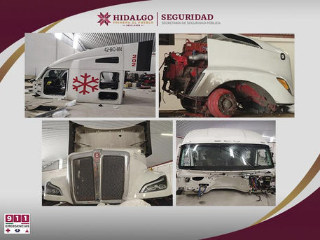Mediante cateo, SSPH recupera tractocamión robado y asegura predio usado como almacén de autopartes