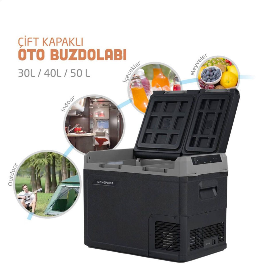 TECNOPOİNT TC21-16 Çift Kapaklı Oto Buzdolabı | 30 Litre KDV DAHİL