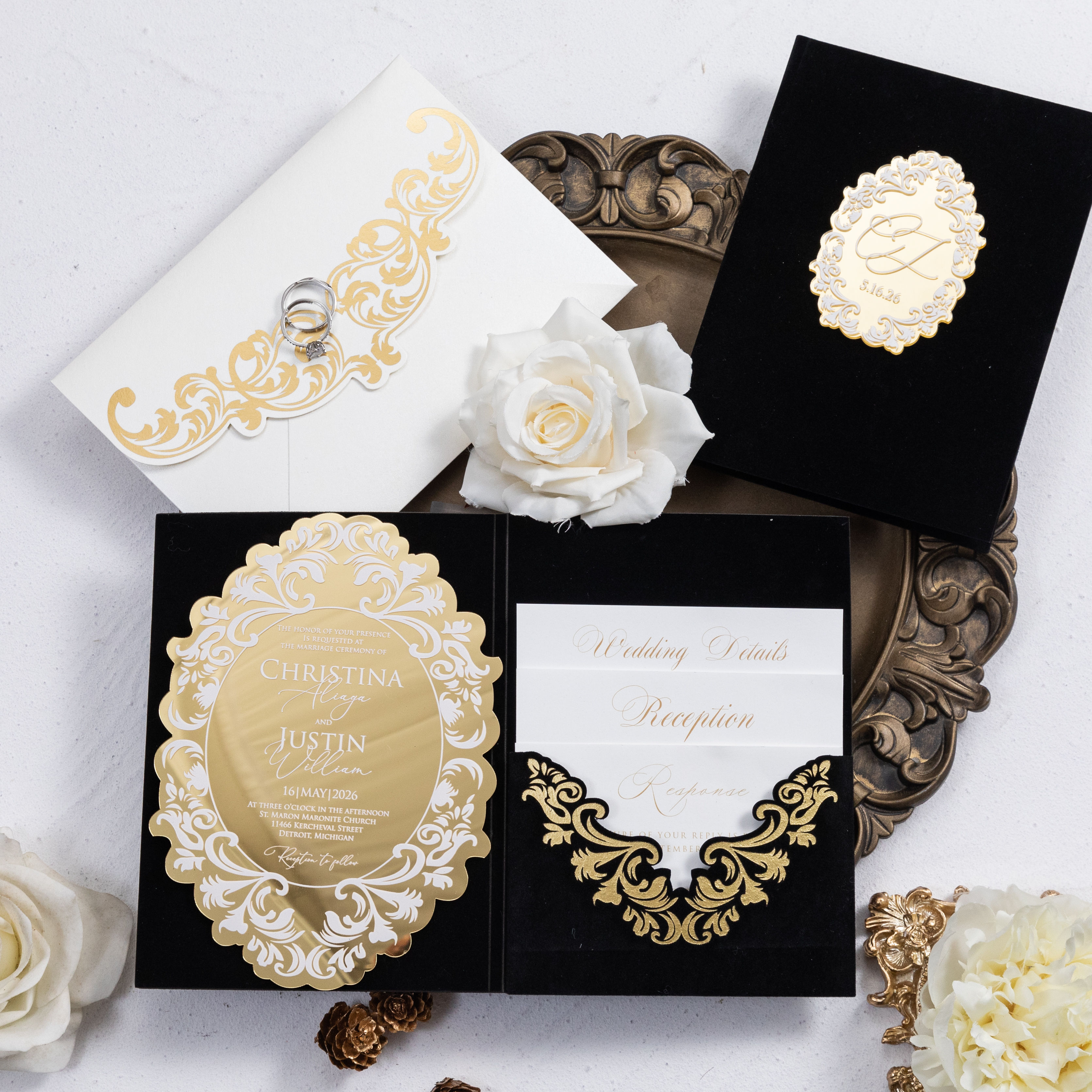 Pocket Velvet Wedding Invitations