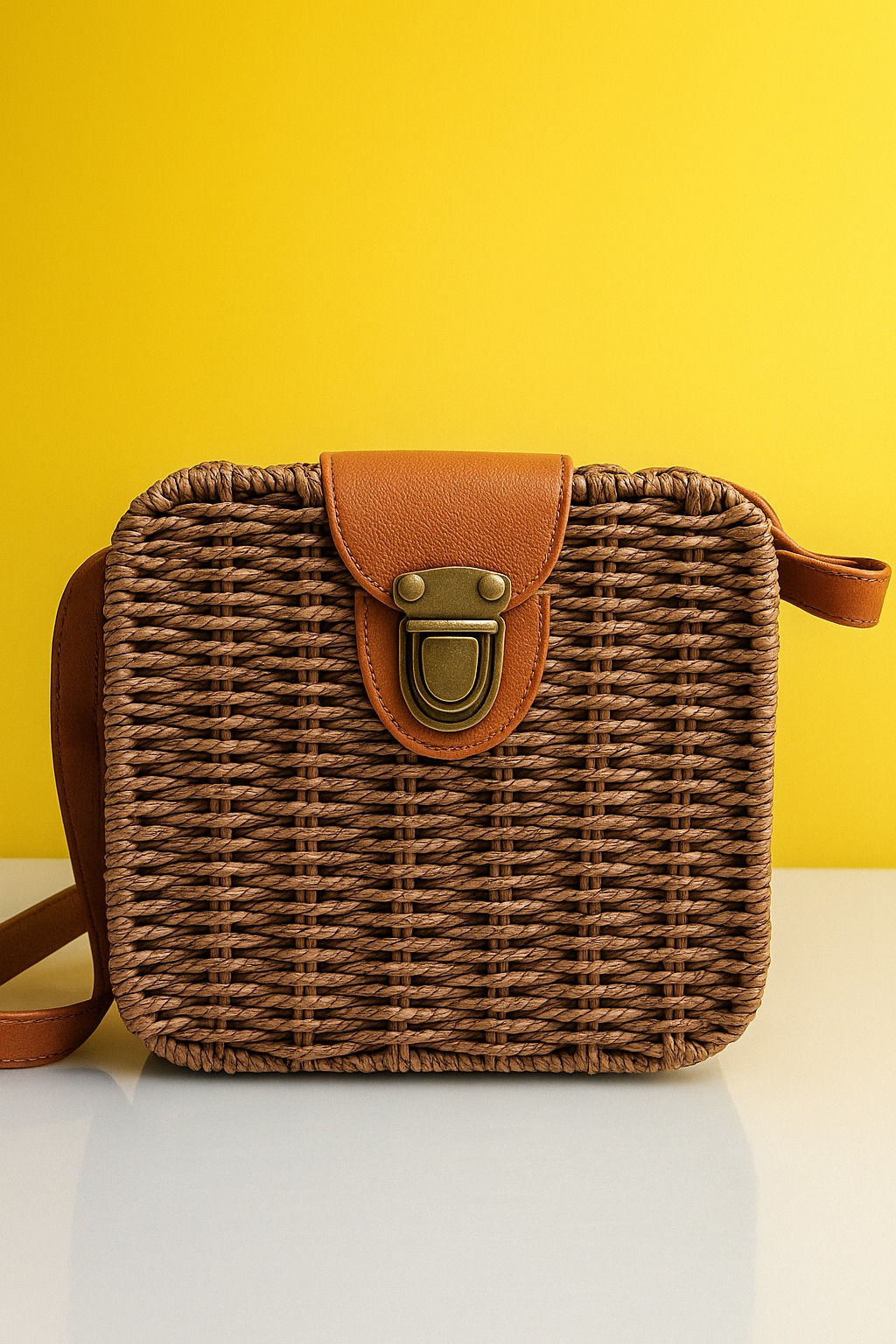 Bolsa de palha quadrada