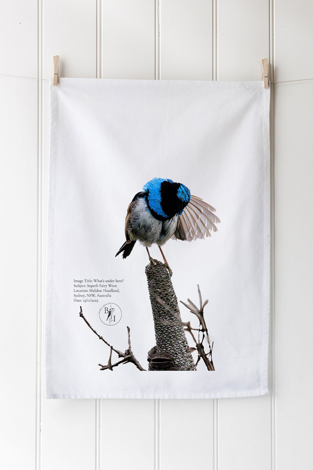 What's under here? - Superb Fairy Wren Tea Towel