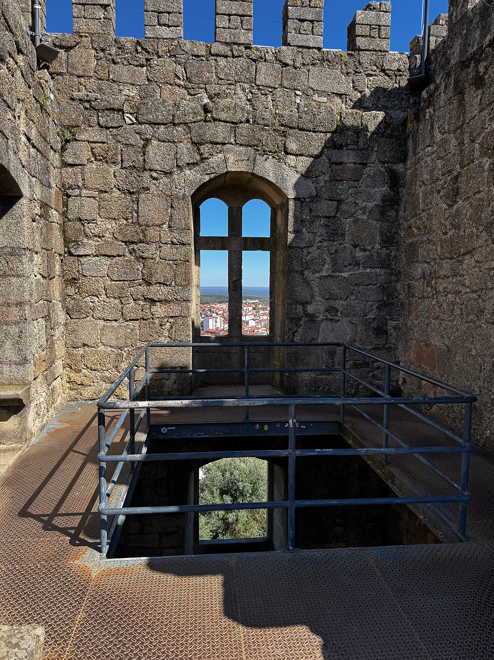 Inside the main tower of the fortification.