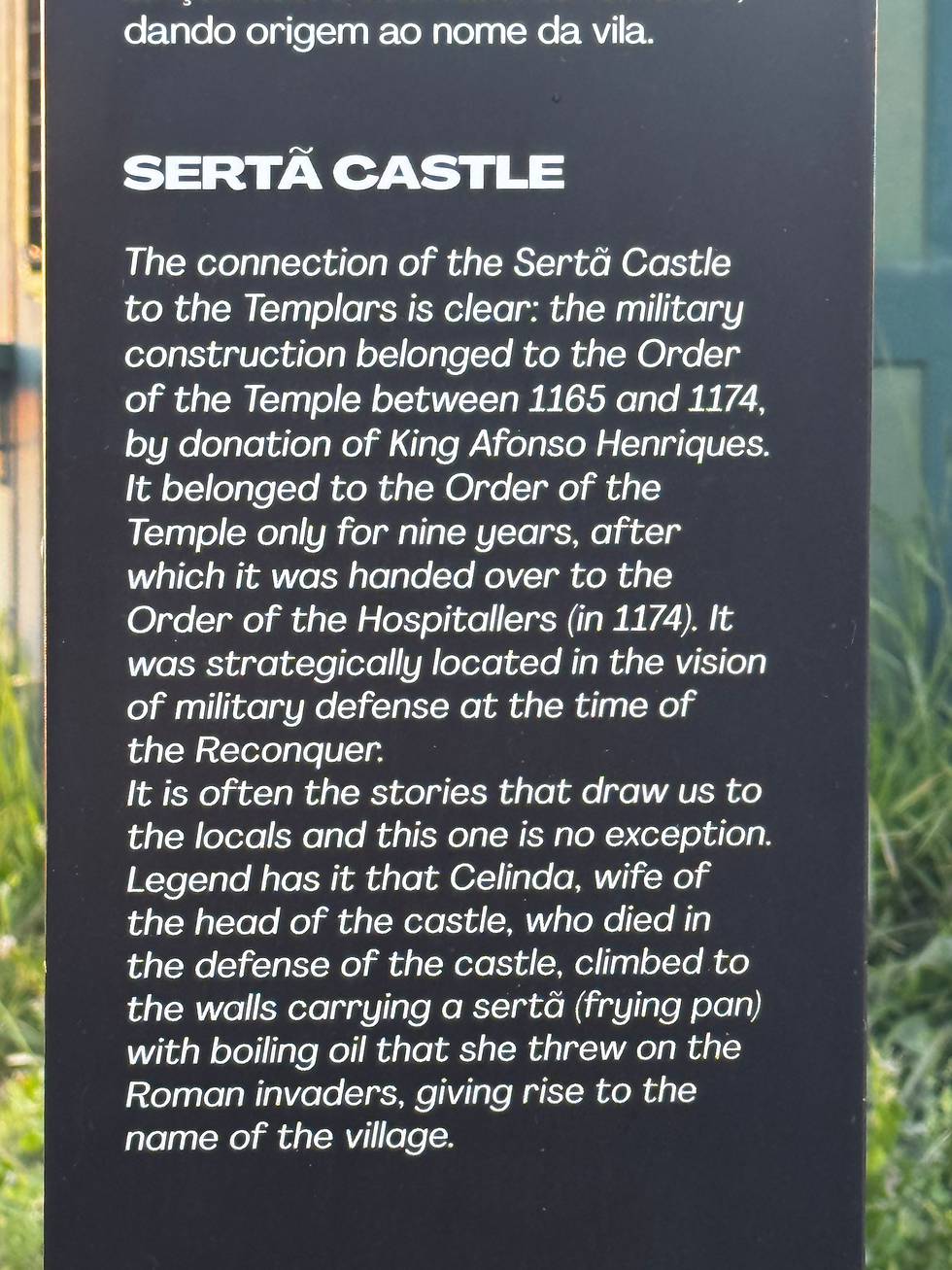 900 year old Templar castle with an anecdotal story on how the town was named, what a great find.