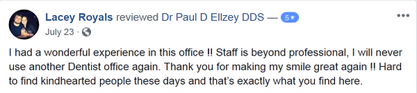 Lacey Royals Review of Ellzey Dental
