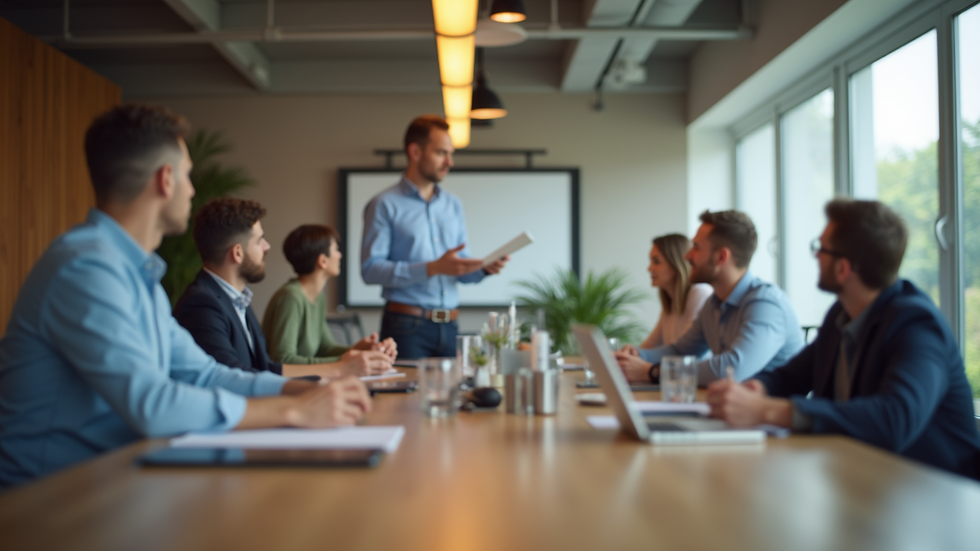 Imagem de uma equipe da Condovel atendendo clientes em uma sala de reunião