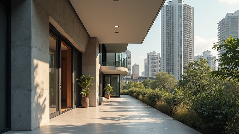 Close-up de fachada moderna de apartamento em São Paulo