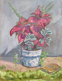 The Gardeners, oil on paper mounted on panel, 11 13/16" x 9"