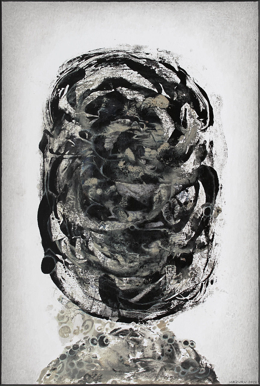 D868 Enchevêtrement, 2022, huile et encre de chine sur carton, 38 x 25,5 cm
