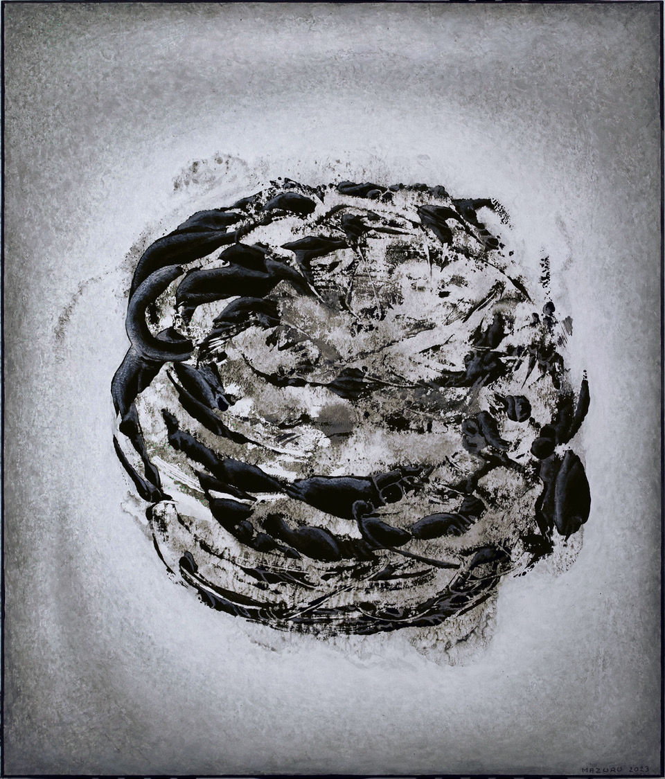 D895 Ronde éternelle, 2023, acrylique et encre de chine, 43,6 x 37,2 cm