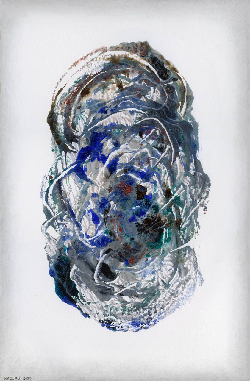 D905 Ronde de glace, 2023, acrylique et huile sur carton, 48,9 x 32 cm