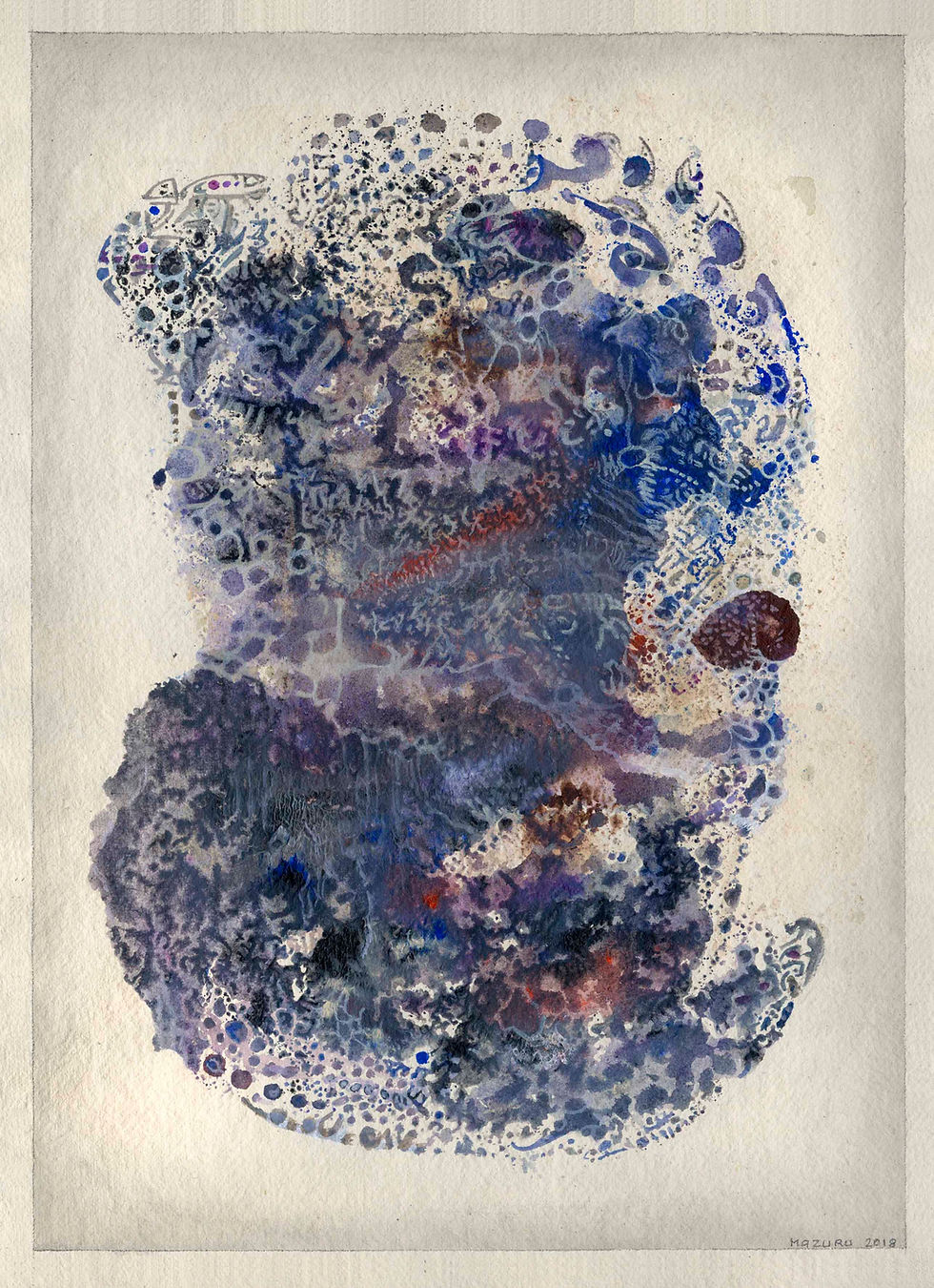 D753 Eternelle floraison, 2018, acrylique et encre sur papier, 38,7 x 27,2 cm