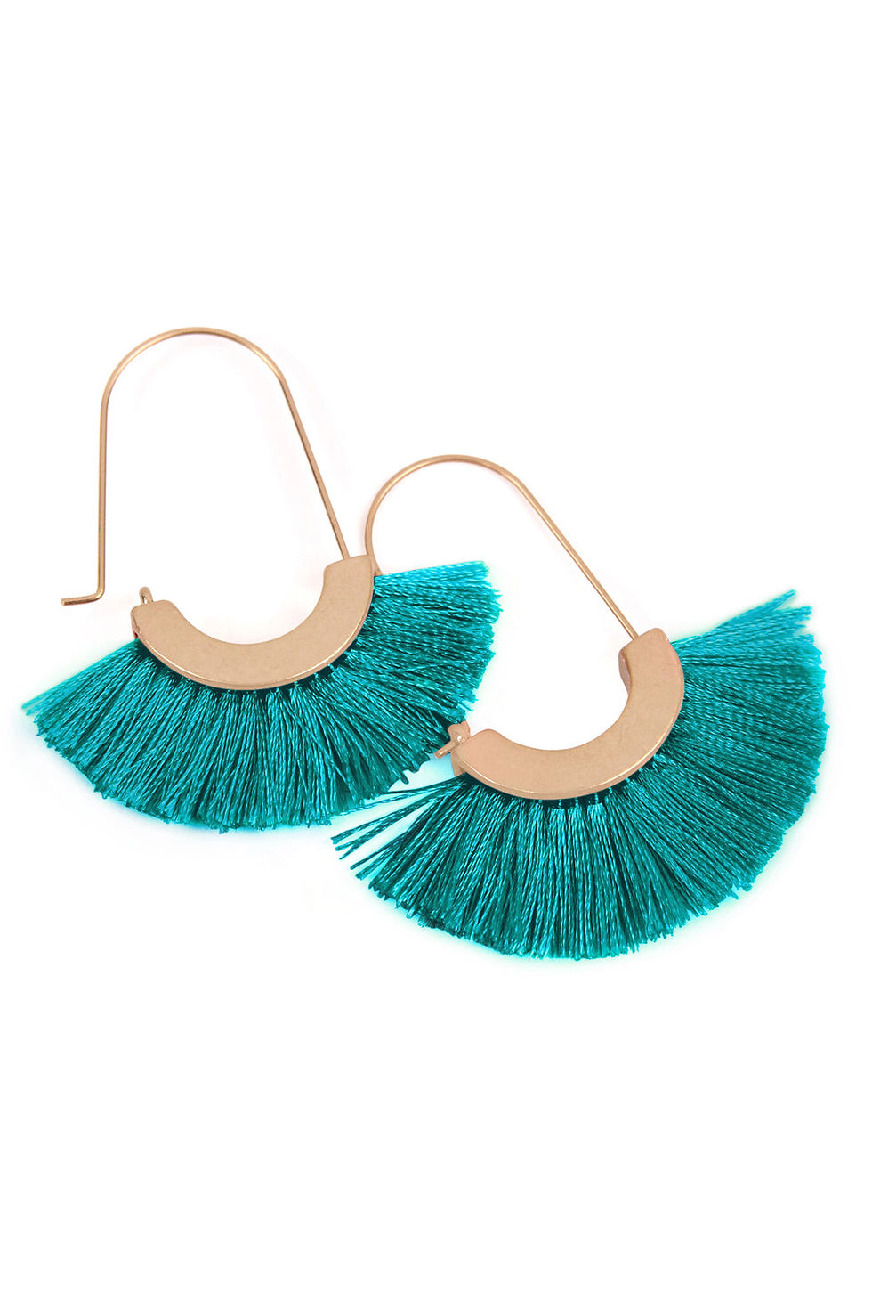 Thumbnail: Mye1038 - Fan Shape Drop Hoop Earrings