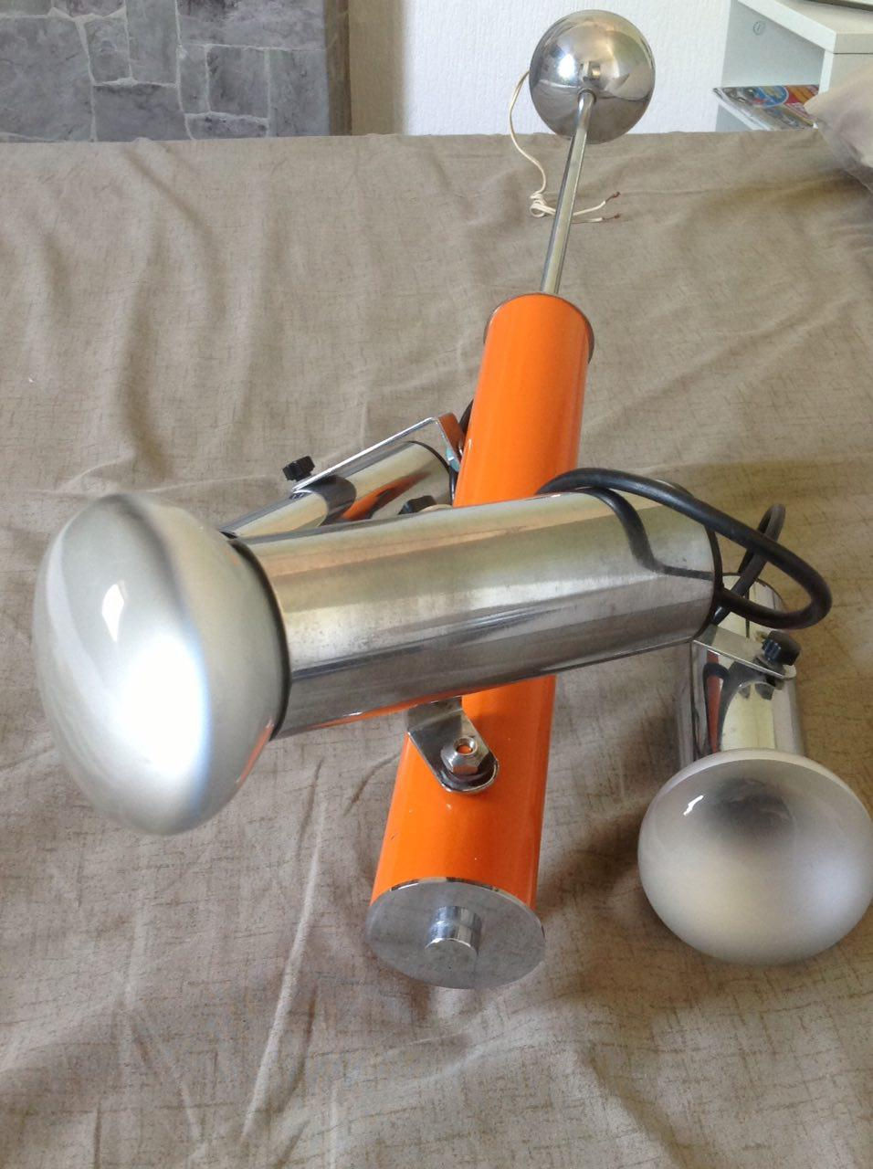 Miniature : Grande lampe orange & inox année 70 Vintage
