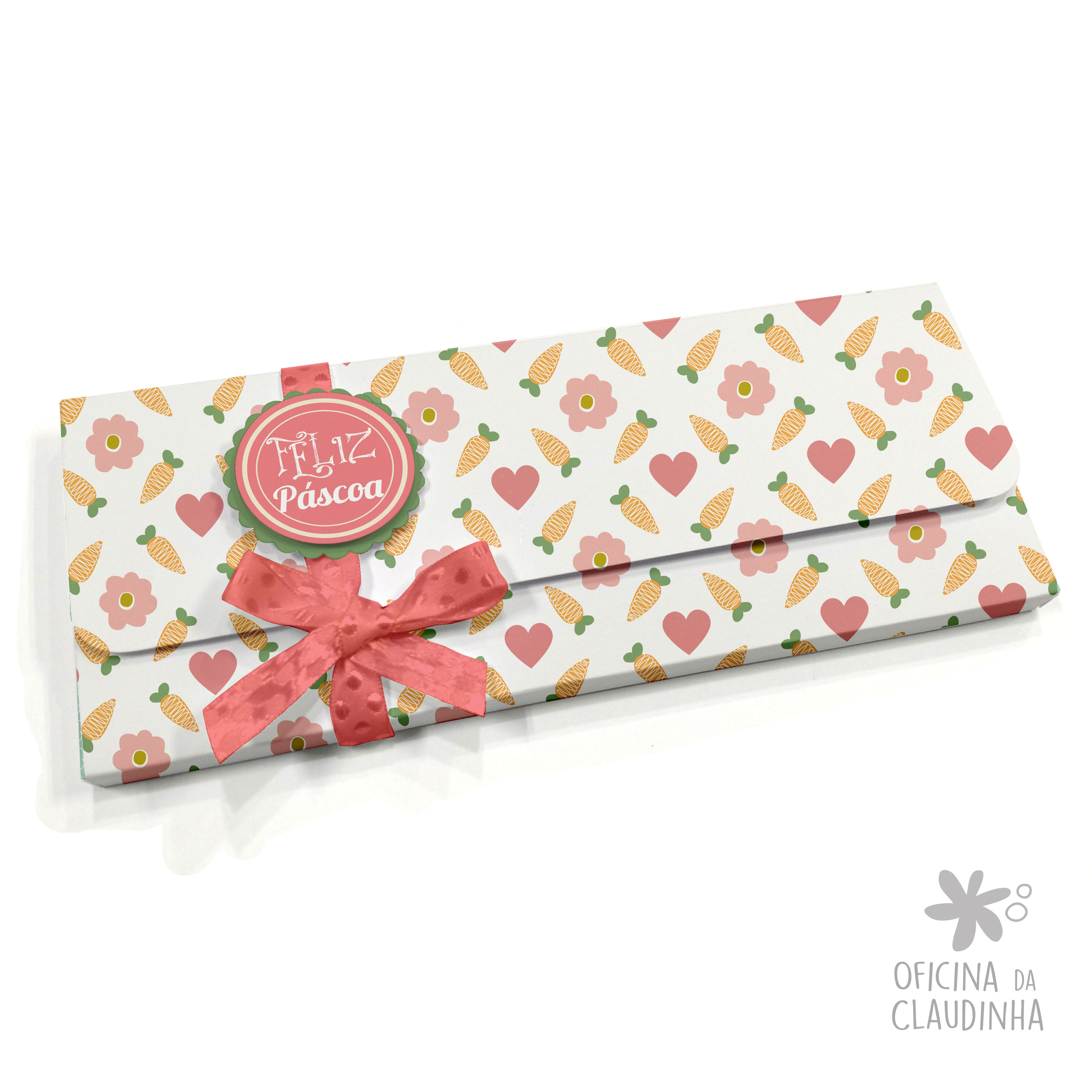 Caixa para 1 barra de chocolate - Corações e Cenouras