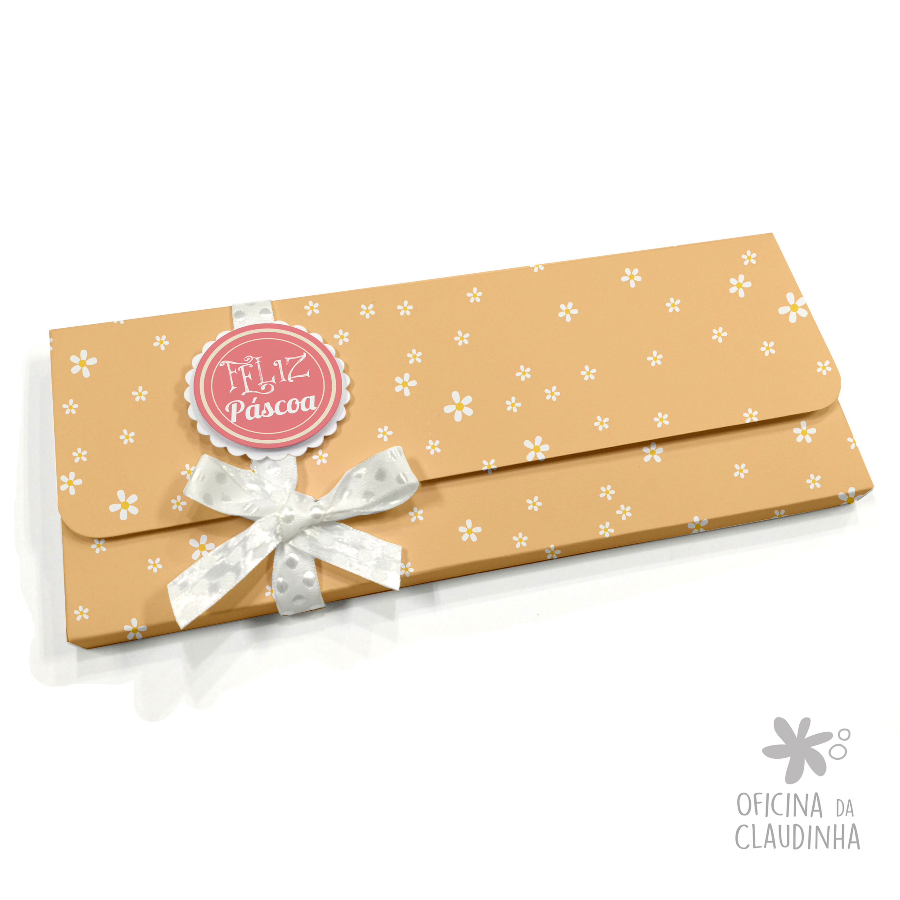 Caixa para 1 barra de chocolate - Laranja Flor