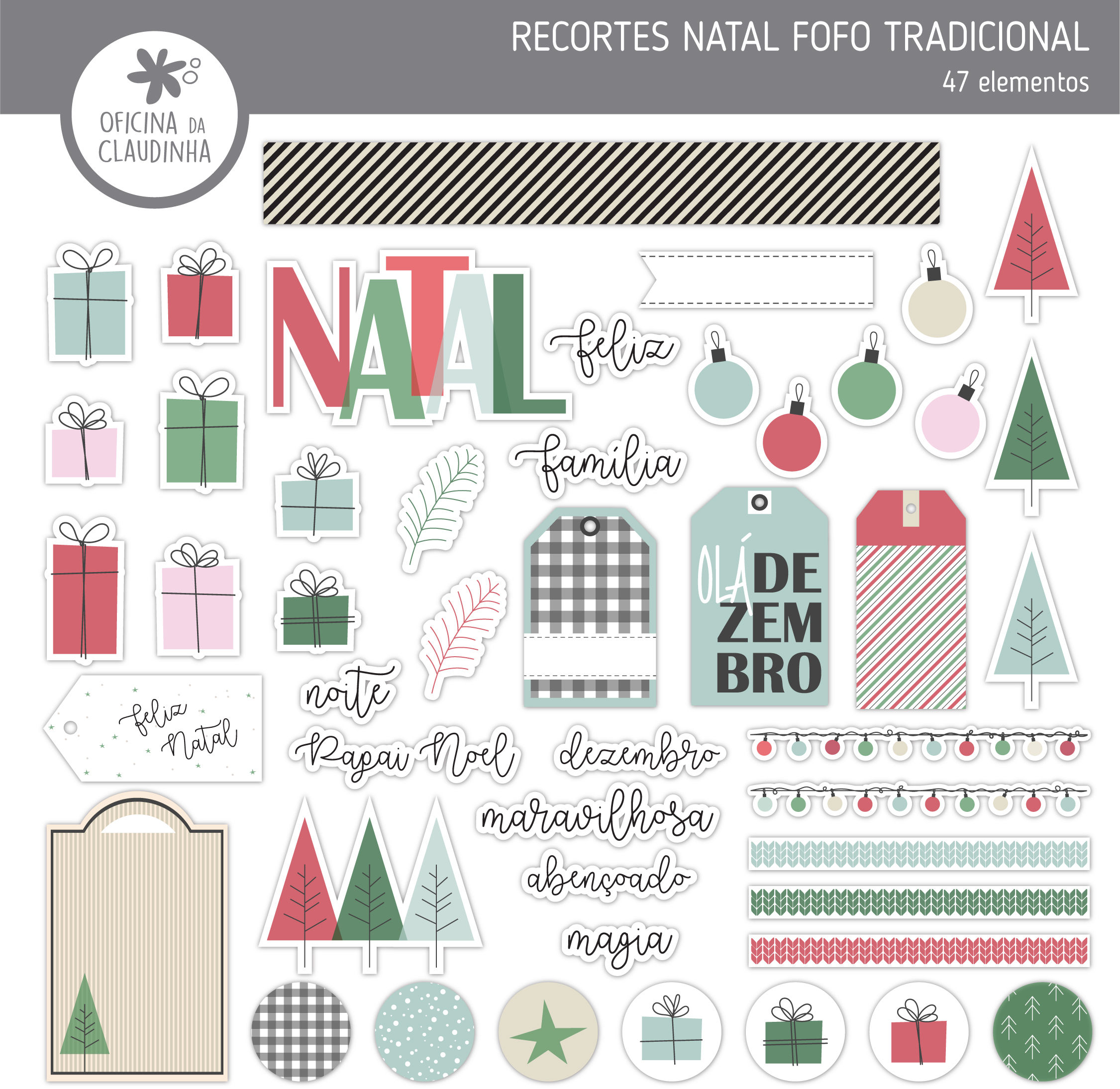 Natal fofo tradicional | Recortes impressos