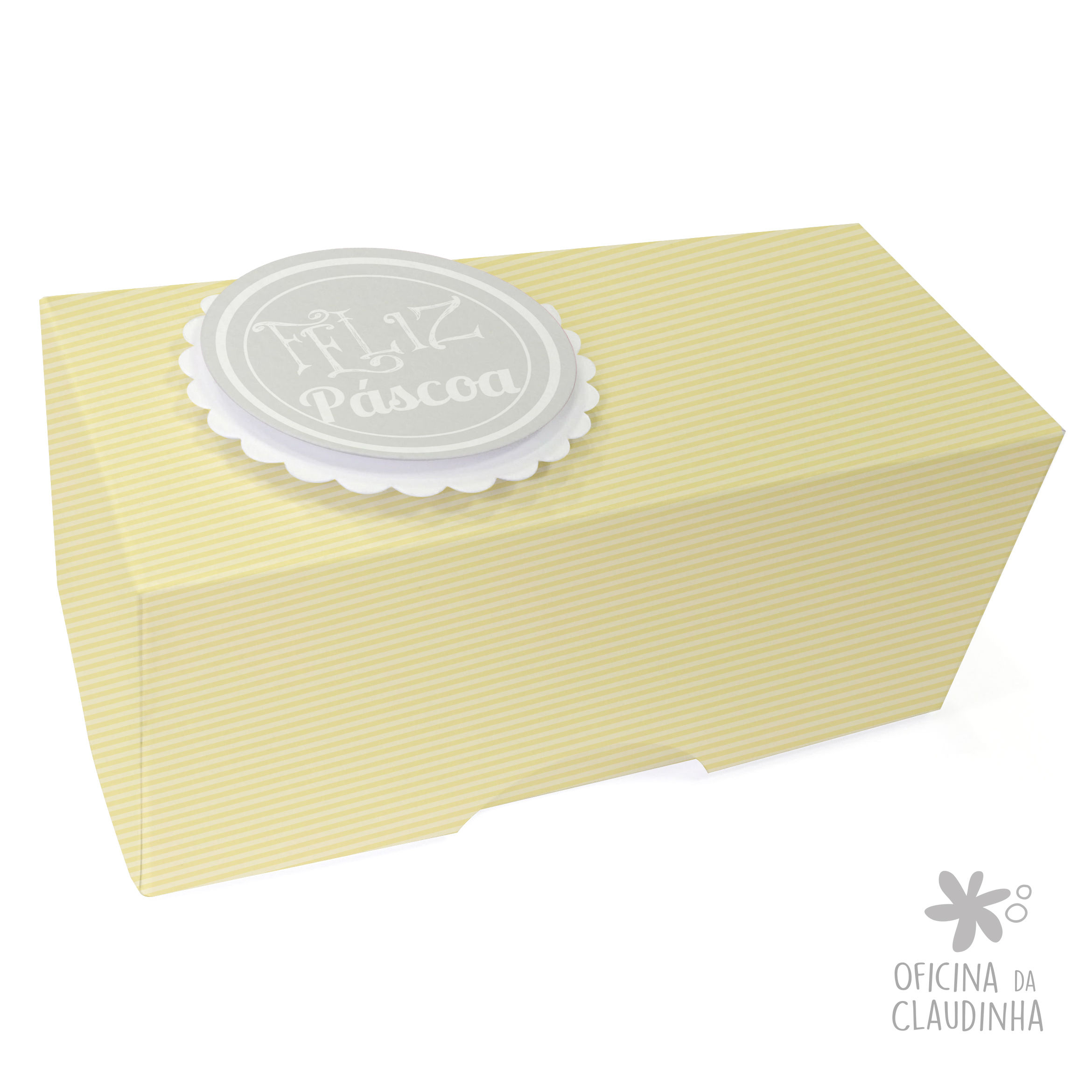 Caixa de Páscoa para 1 Bombom - Delicatesse Amarelo Listras